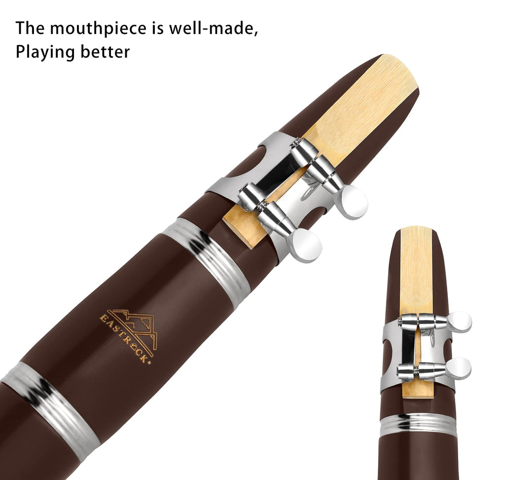 EASTROCK Bb Clarinet 17 Keys ABS Material Wide Range of Tones Particularly Beginner & Students-friendly with Using Tools and 2 Replaceable Barrels