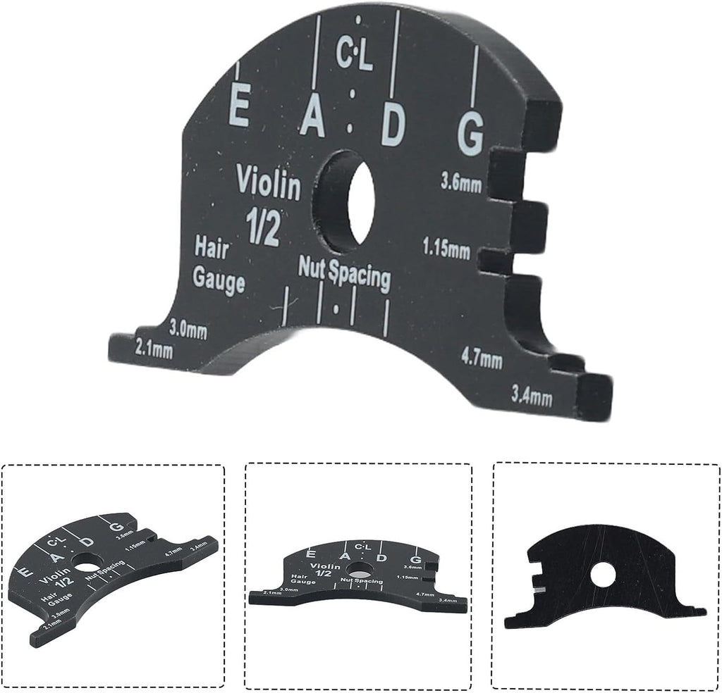 Violin For Bridge Template For Violin Cello Double Bass Multifunctional Luthier Tool For String Height Chord Distance Measurement And Repair Full Size Plastic Gauge Black(Violin 1/2)
