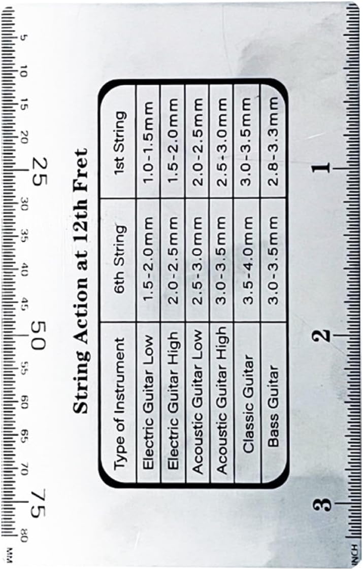 Ipetboom Guitar String Action Gauge Ruler Precision String Height Measuring Tool for Electric Acoustic and Bass Guitars with Center and Length Scale and Repair