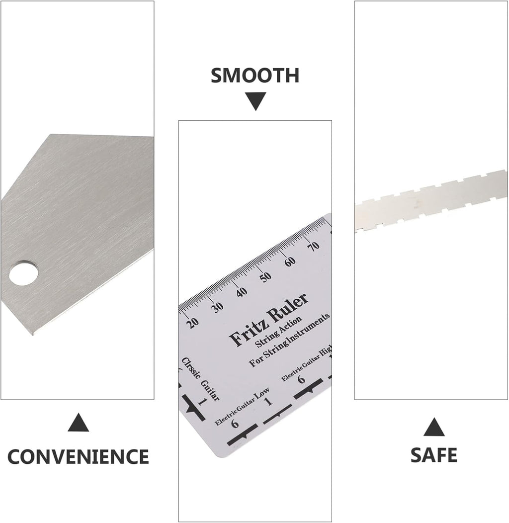 3Pcs Guitar Leveling Ruler Set with Notched Straight Edge Electric Bass Fret Rocker Measuring Tool for Guitar Neck Fretboard Action Adjustment