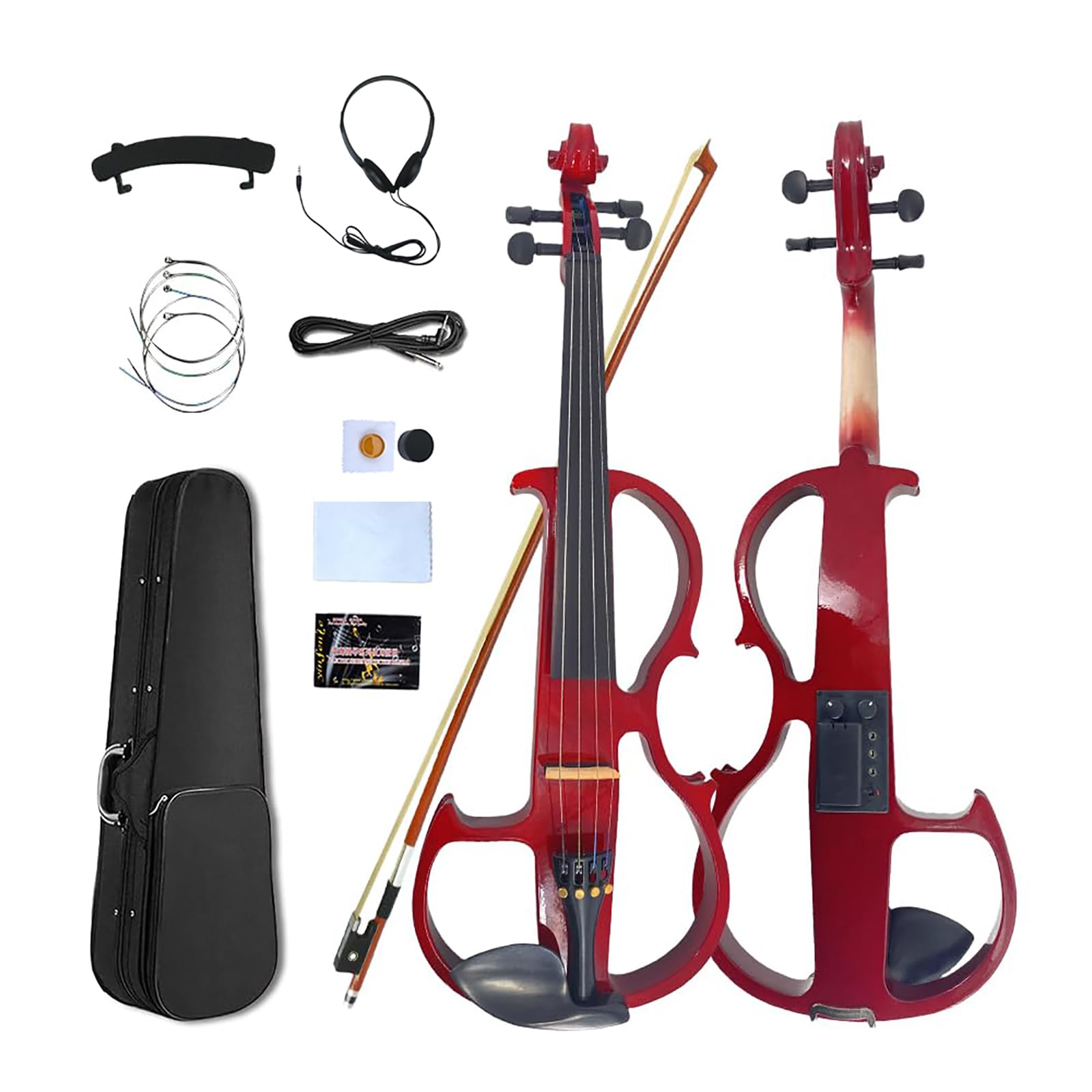 Vetimobato 16 Inch Silent Electric Viola Set- Solidwood Body with Ebony Fittings Metallic Coating Full Viola Set for Beginner Practice Professional Performance and Studio Recording (Blue, 4 String)