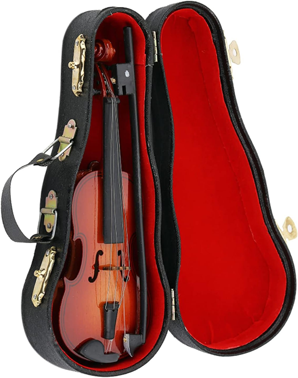 Tiiyee Wooden Miniature Violin Model, 5.5in Mini Musical Instrument Model | Tiny Violin Replica Handmade Display with Bow and Case for Room Home Office Collectible Decoration Ornament Birthday Gift