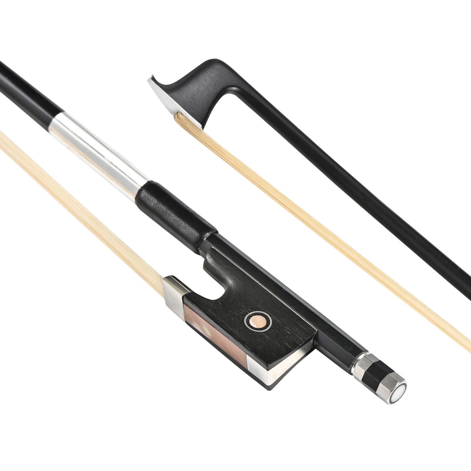 LIEKE Carbon Fiber Violin Bow 4/4 Full Size LightWeight Fiddle Bow (4/4 size, Black)