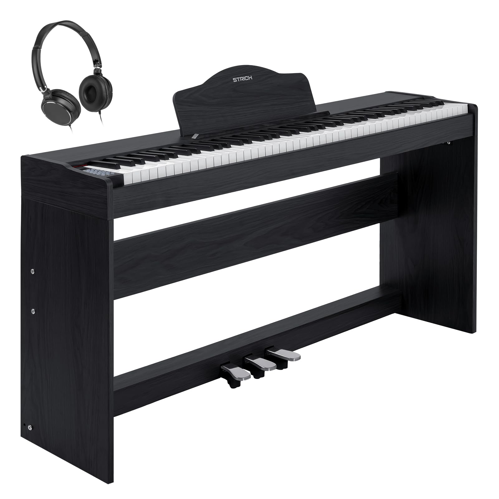 STRICH Digital Piano 88 Keys, Hammer-Action Weighted Keyboard, Full size Electric Piano Keyboard with Furniture Stand, 25Wx2 Speakers, Supports USB-MIDI/Wireless Connect, SDP-300W (Color Walnut Wood)