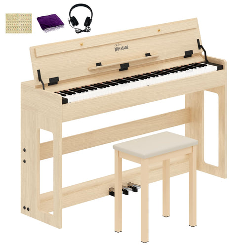 88-Key Weighted Piano Keyboard, Hammer Action Digital Piano with Speakers, Wooden Electric Piano with bench, Triple Pedal, Headphone, cover, Supports MIDI Connecting (Brown)