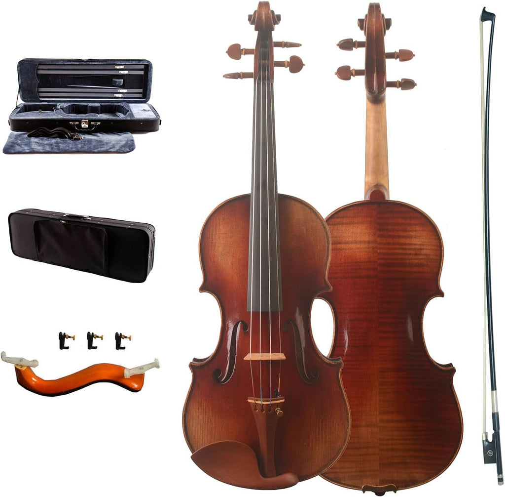 MV5,Gua style!Slender body & F-hole Dark oil antique VR Handcrafted,4/4 size violin Strong deep solo performance. For advanced or Above Players free case,bow & wooden shoulder rest