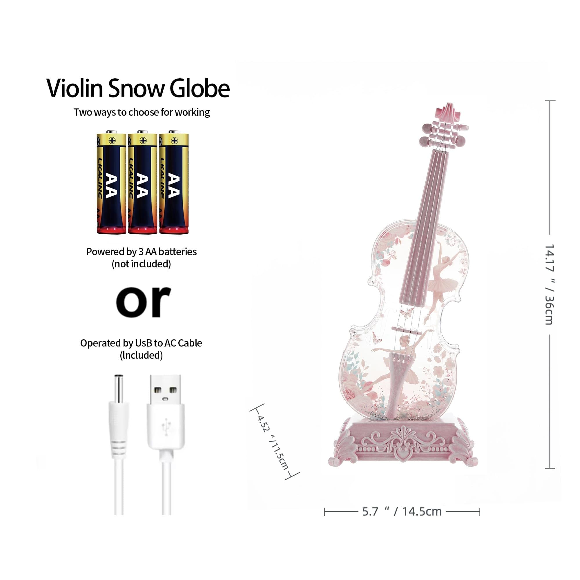 Violin Snow Globe Music Box Gifts for Kids Friends Little Girls Women Granddaughter Sister Violinists Birthday Valentine's Day Weddings Anniversaries Decor Christmas Decorations (Unicorn)