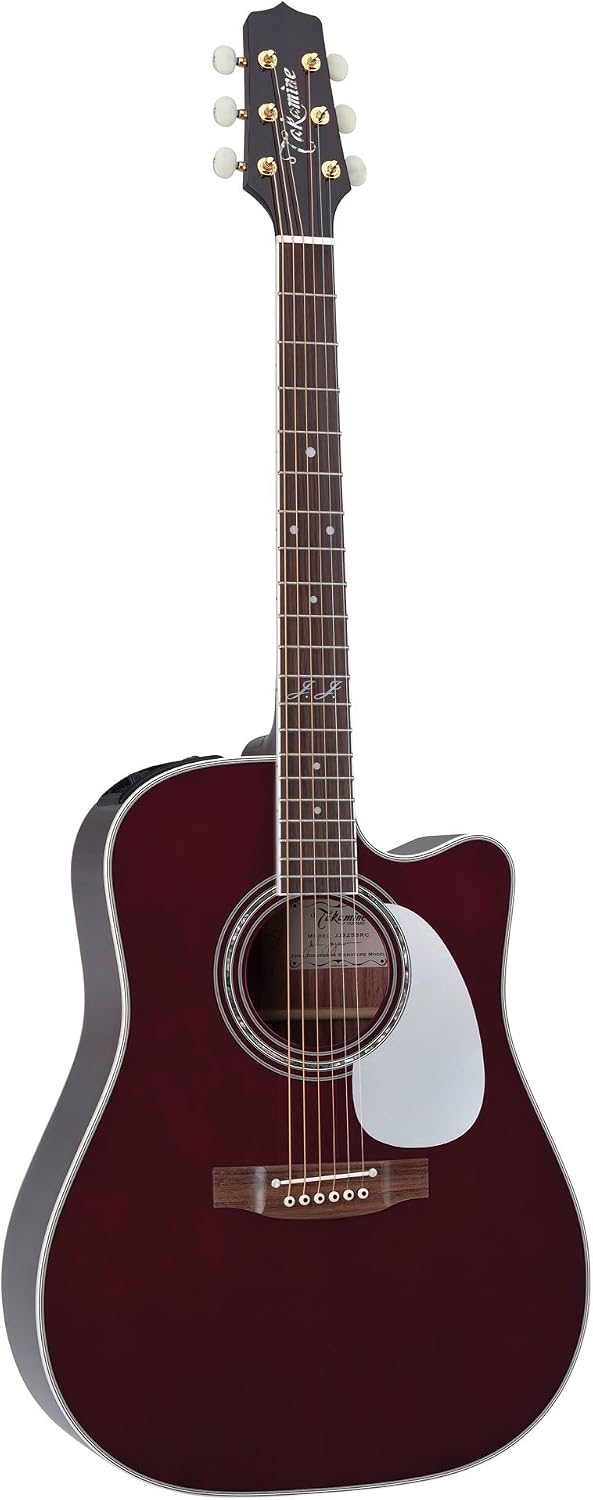 Takamine Pro Series JJ325SRC John Jorgenson Dreadnought Acoustic Electric Guitar, Gloss Red with Case
