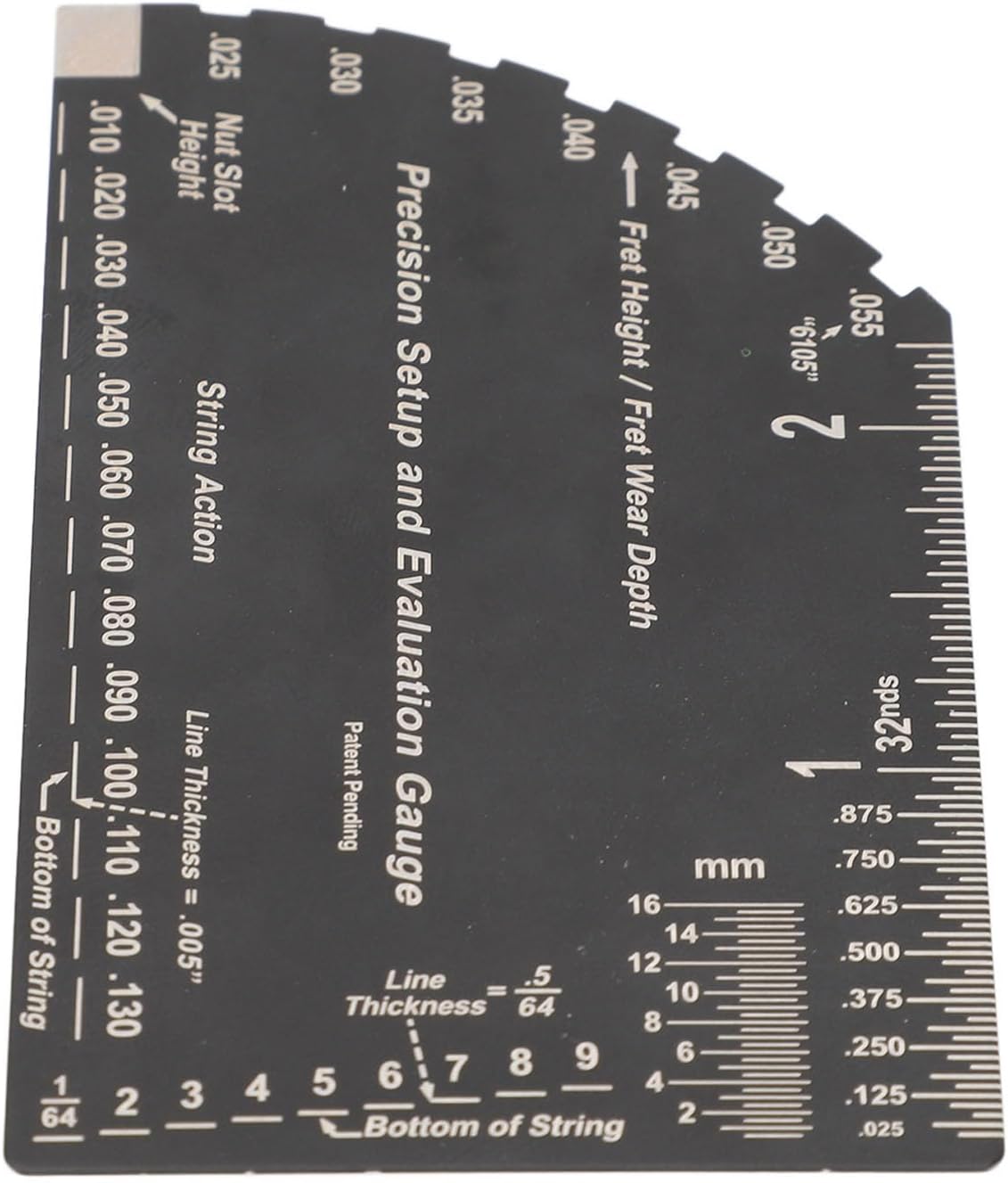 String Action Gauge, Precision Stainless Steel Fret Ruler Multi-Purpose Luthier Tool for Electric Acoustic Bass Guitar Setup Maintenance and Repair by Musicians Technicians