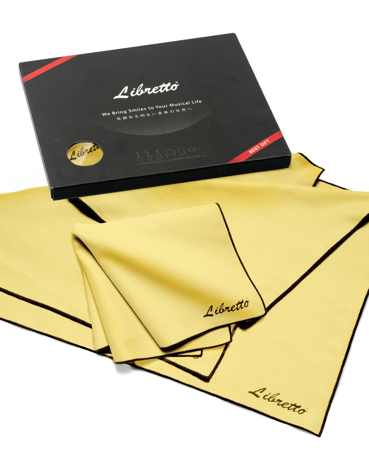 Libretto Microfiber Polish Cloth, 3 Useful Sizes in 1 Pack, Violin and Cello Cleaning & Polishing Products, Blue, Lint-Free, Super Soft, Gift, for Piano, Guitar, Ukulele, Trumpet, Saxophone, Laptop