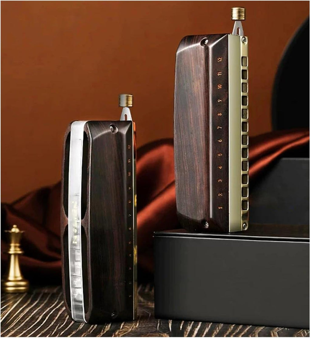Chromatic Harmonica 12 Holes Mouth Organ Ebony Cover Harp Professional Armonica Instrumentos Wood Musical Instruments