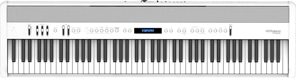 Roland FP-60X 88-Key Digital Piano - White Bundle with Adjustable Stand, Bench, Deluxe Sustain Pedal, Online Piano Lessons, Instructional DVD, and Austin Bazaar Polishing Cloth