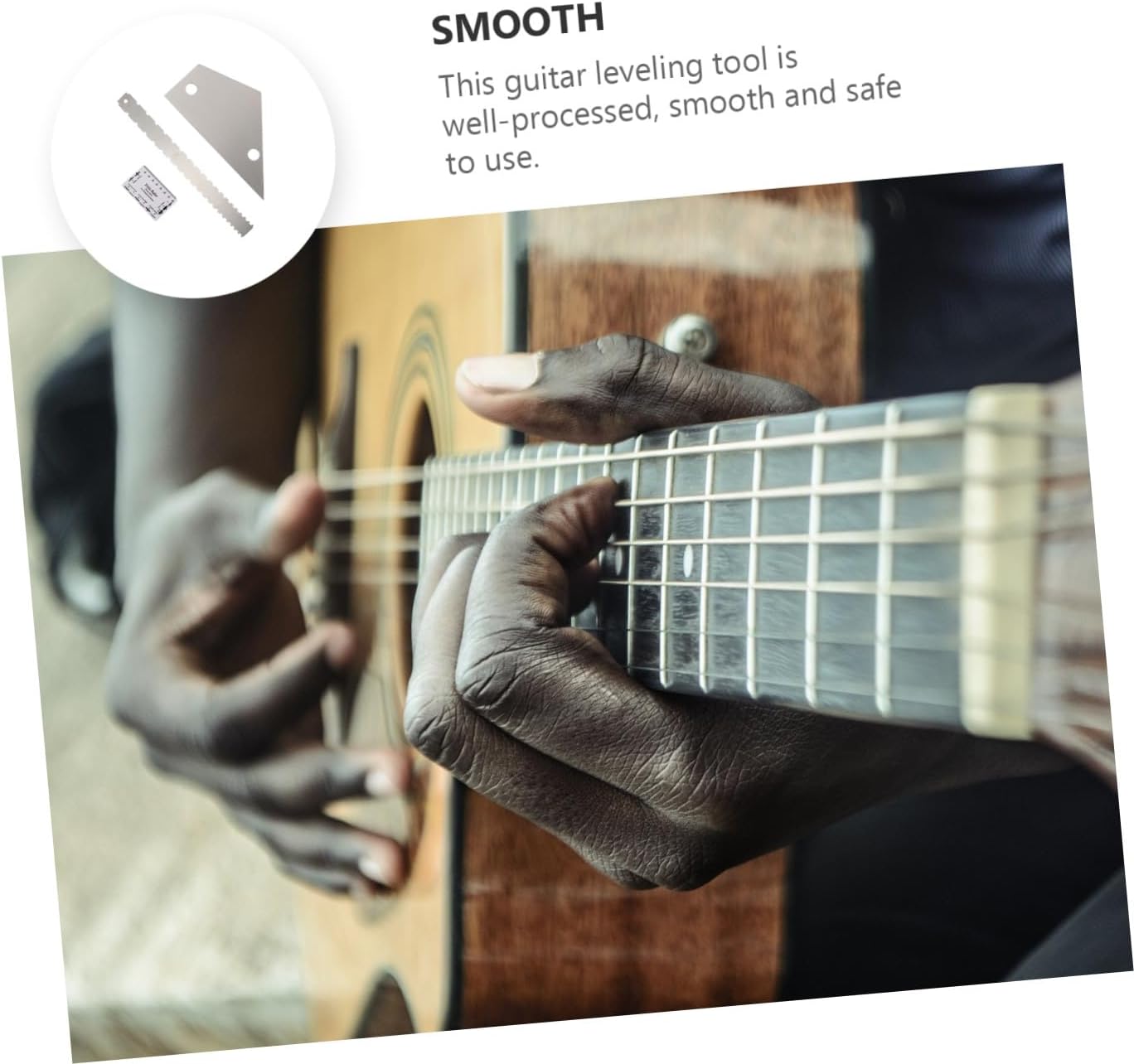 3Pcs Guitar Leveling Ruler Set with Notched Straight Edge Electric Bass Fret Rocker Measuring Tool for Guitar Neck Fretboard Action Adjustment
