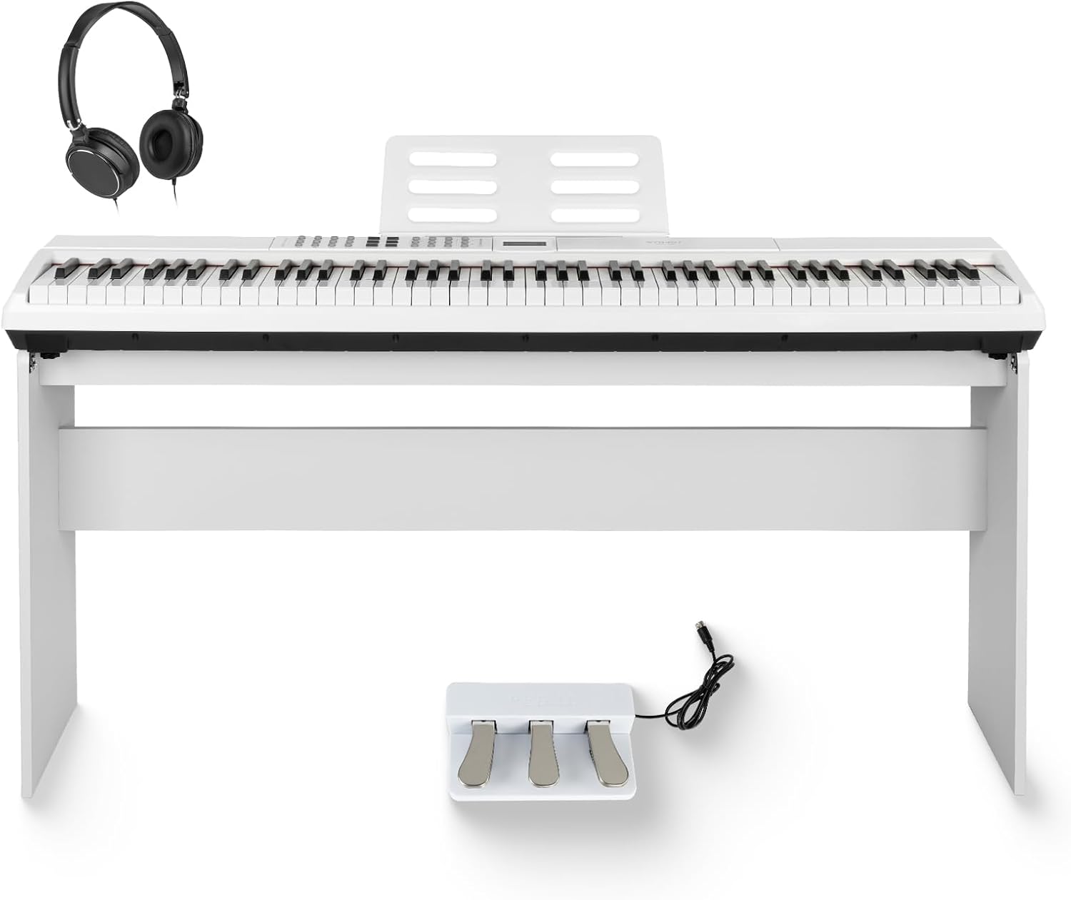 STRICH 88 Keys Weighted Keyboard with Sustain Pedal, Hammer-Action Digital Piano, 2x15W Built-In Speakers, Full-size Electric Piano Keyboard Supports USB-MIDI/Wireless Connect, White, SDP-120