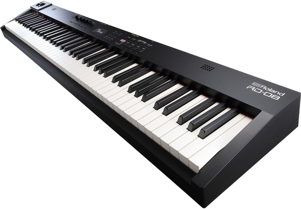 Roland RD-08 Stage Piano | Authentic RD Sound & Playability | 88-Note Weighted-Action PHA-4 Keyboard | Bundle, H&A Keyboard Stand, Sustain Pedal, Piano Bench & Studio Monitor Headphones