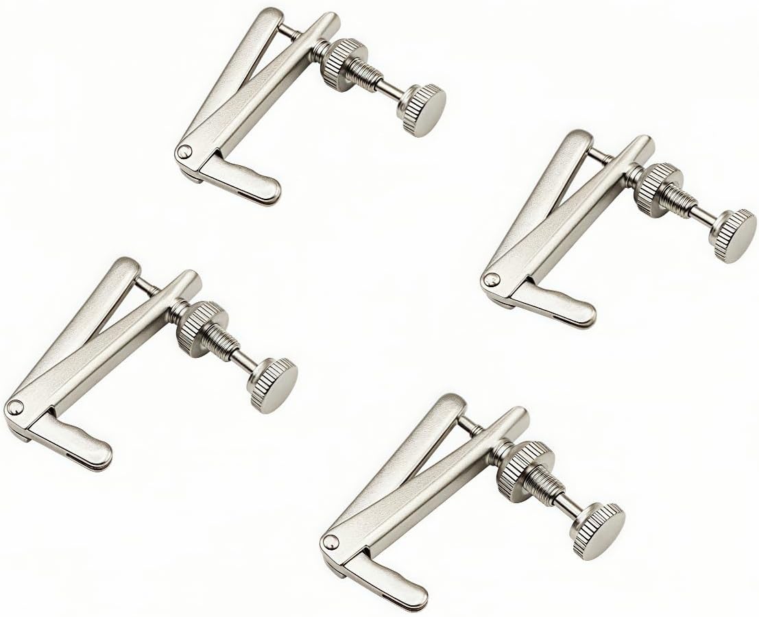 4/4 & 3/4 Cello Fine Tuners Set of 4 – Heavy Duty Zinc Alloy Micro-Adjustment Tuners for Cello, Precise Replacement Tailpiece Tuners with Anti-Slip Knobs, Easy Installation