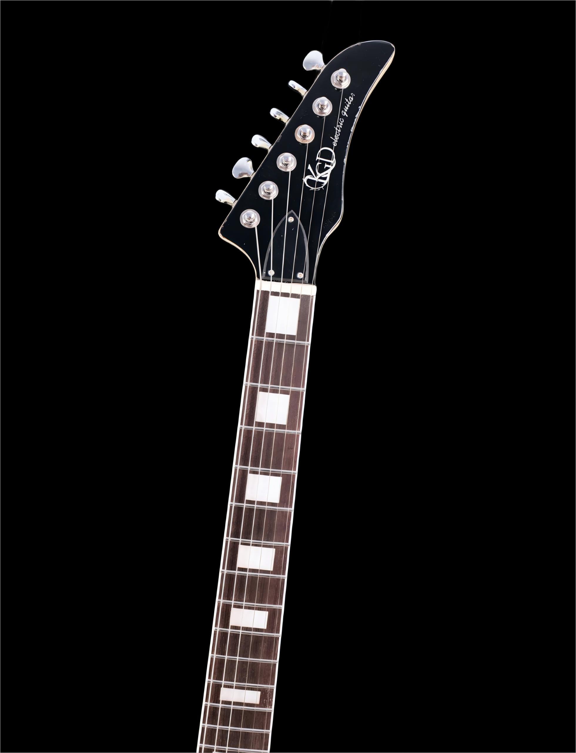 KGD Relic Electric Guitar-6-String Heavy Metal Guitar with Bone Nut, Professional Electric Guitar for Adults(Black&White)