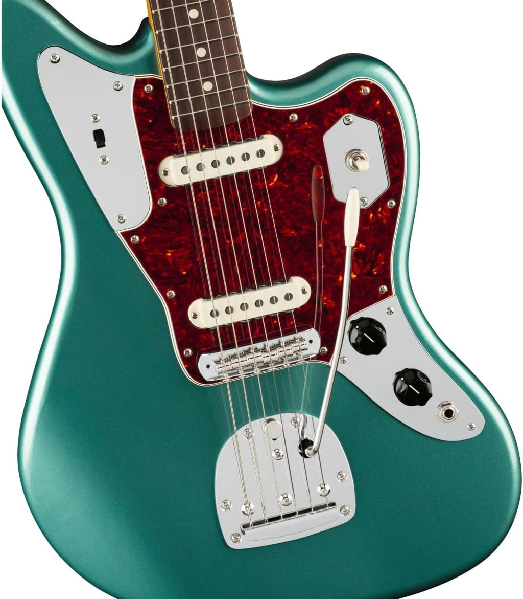 Fender American Professional Classic Jaguar Electric Guitar - Faded Sherwood Green Metallic | Alder Body, Coastline '65 Jaguar Pickups, Modern C Neck, 24 Scale, 22 Frets, Deluxe Gigbag Included