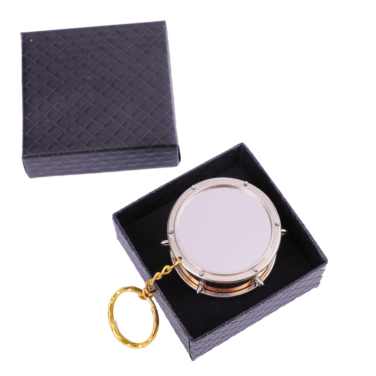 Miniature Musical Instrument Keychain with Case Brass Mini Collectible Figurines Replica Key Ring Birthday Gifts