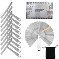TIMESETL 32 Blades Steel Feeler Gauge Dual Marked Metric and Imperial Gap Measuring Tool + 9 Understring Radius Gauge Luthier Tools + String Action Ruler for Guitar and Bass Setup
