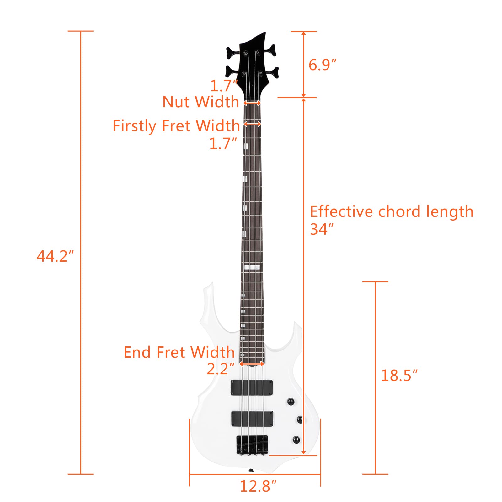 Ktaxon Electric Bass Guitar Full Size Flame Design Bass Set with 20 Watt Amplifier, Portable Bass Bag, Superior Amp Wire, Adjustable Guitar Strap, Plectrum, Wrench Tool(Matte Black)