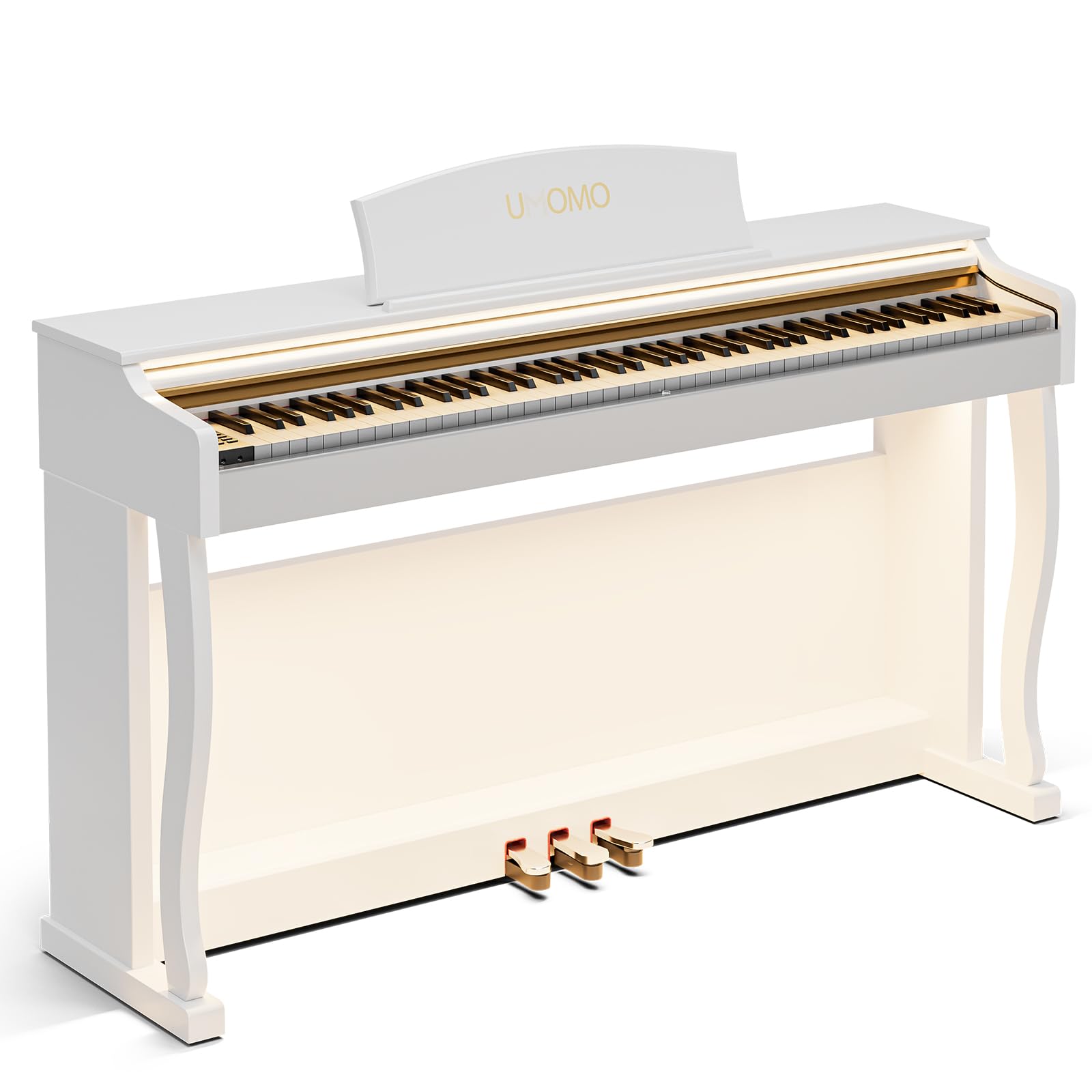 UMOMO 88- Key Weighted Hammer Action Digital Piano with Adjustable Light, Full-Size Electric Keyboard with Triple Pedals, Realistic Touch for Beginners & Intermediate Players Glossy Black