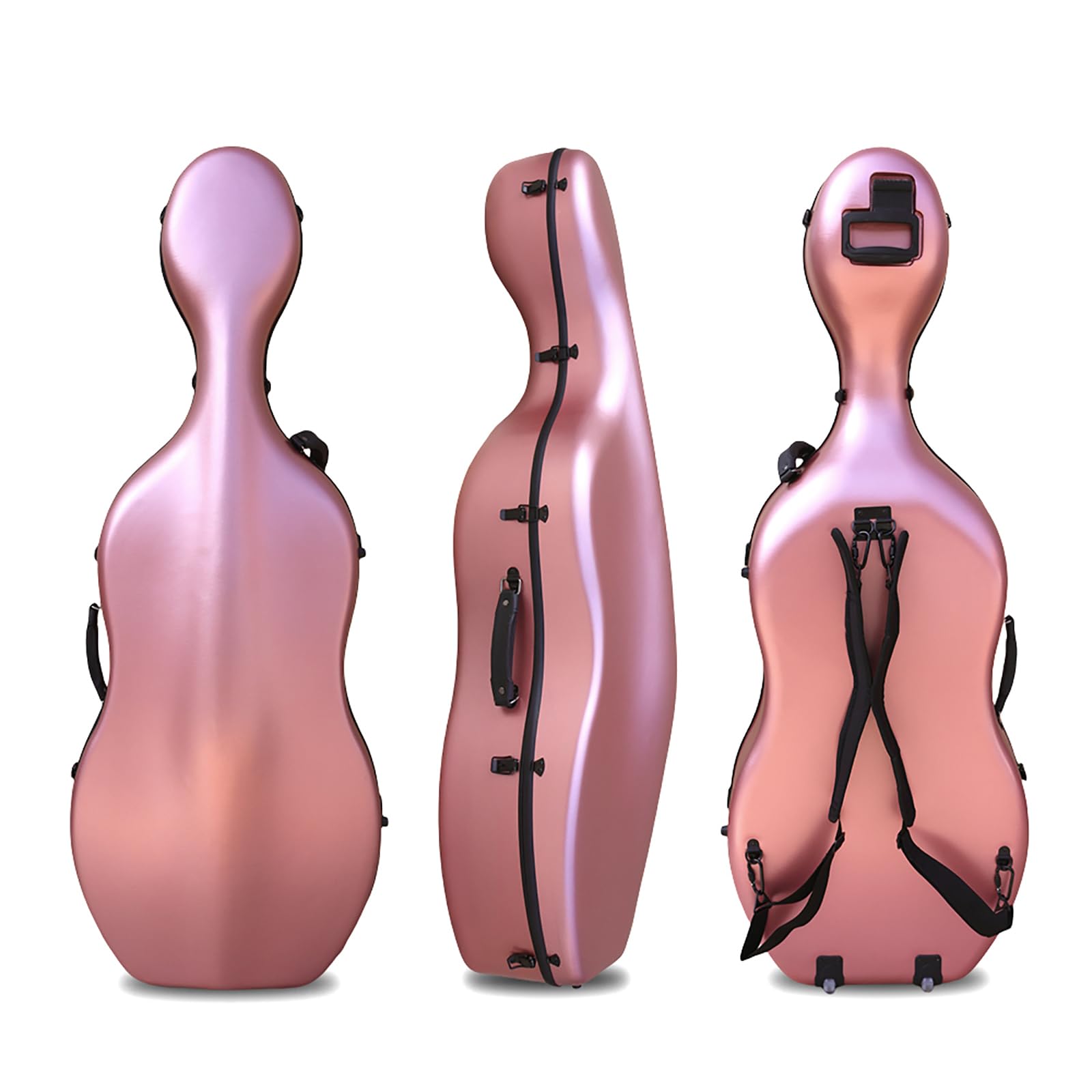 Vetimobato Carbon Fiber Cello Case for 4/4 Full Size Hard Shell with Wheels, Built-in Handle, Backpack Straps, Bow Holders Cello Accessories Box Strong & Ultralight (Dark Green)