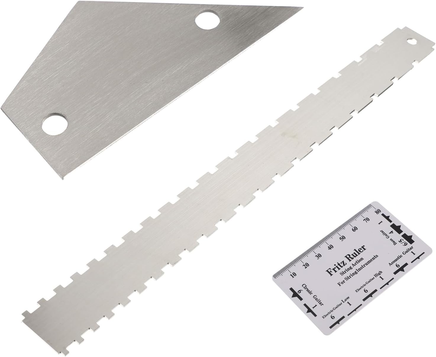 3Pcs Guitar Leveling Ruler Set with Notched Straight Edge Electric Bass Fret Rocker Measuring Tool for Guitar Neck Fretboard Action Adjustment
