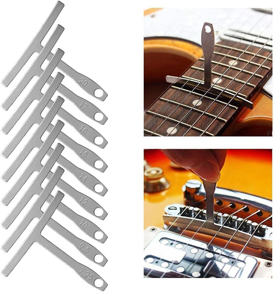 Guitar Luthier Measuring Tools Kit Set String Action Ruler, 9 Understring Radius Gauge for Guitar Repair