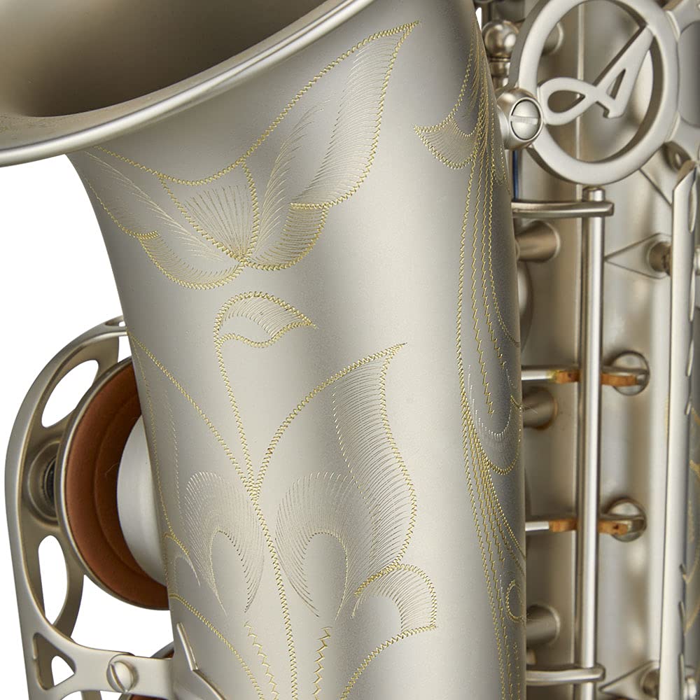 Antigua Winds PowerBell Professional Eb Alto Saxophone (Yellow brass/classic nickel plated/enlarged bell/new neck design/ergonomic design/hand engraving/ABS case)/WRAS4248CN