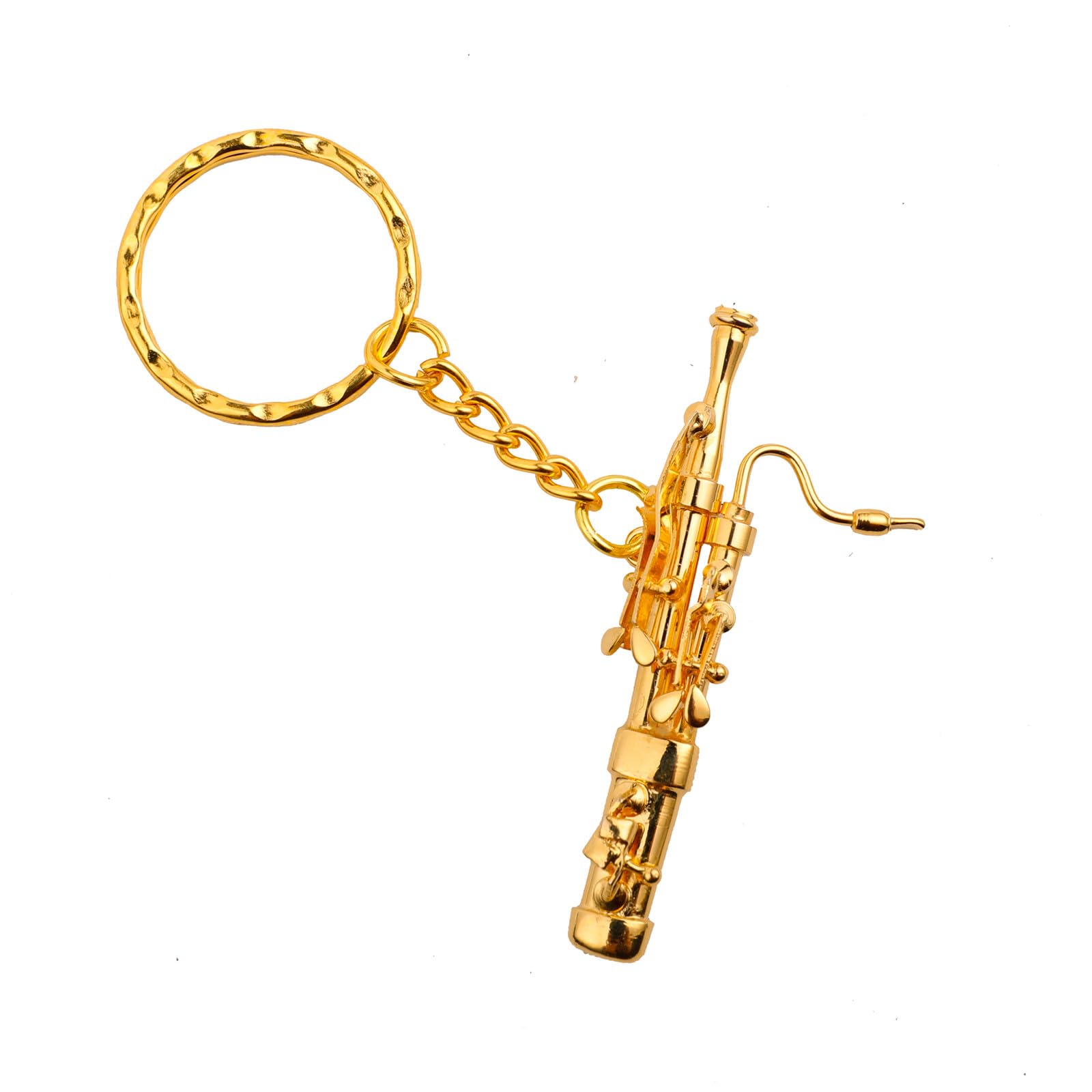 Miniature Musical Instrument Keychain with Case Brass Mini Collectible Figurines Replica Key Ring Birthday Gifts