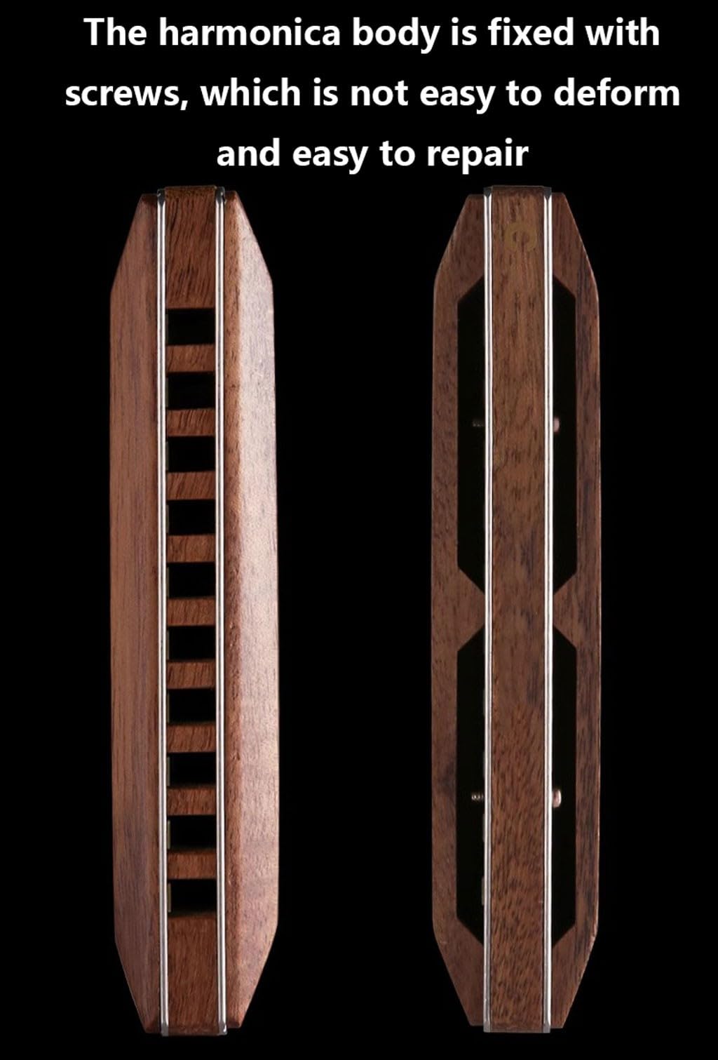 harmonicas for adults instruments for kids chromatic harmonica Diatonic 10-Hole 20-Tone Walnut Harmonica, Suitable for Students, Adults and Beginners /290