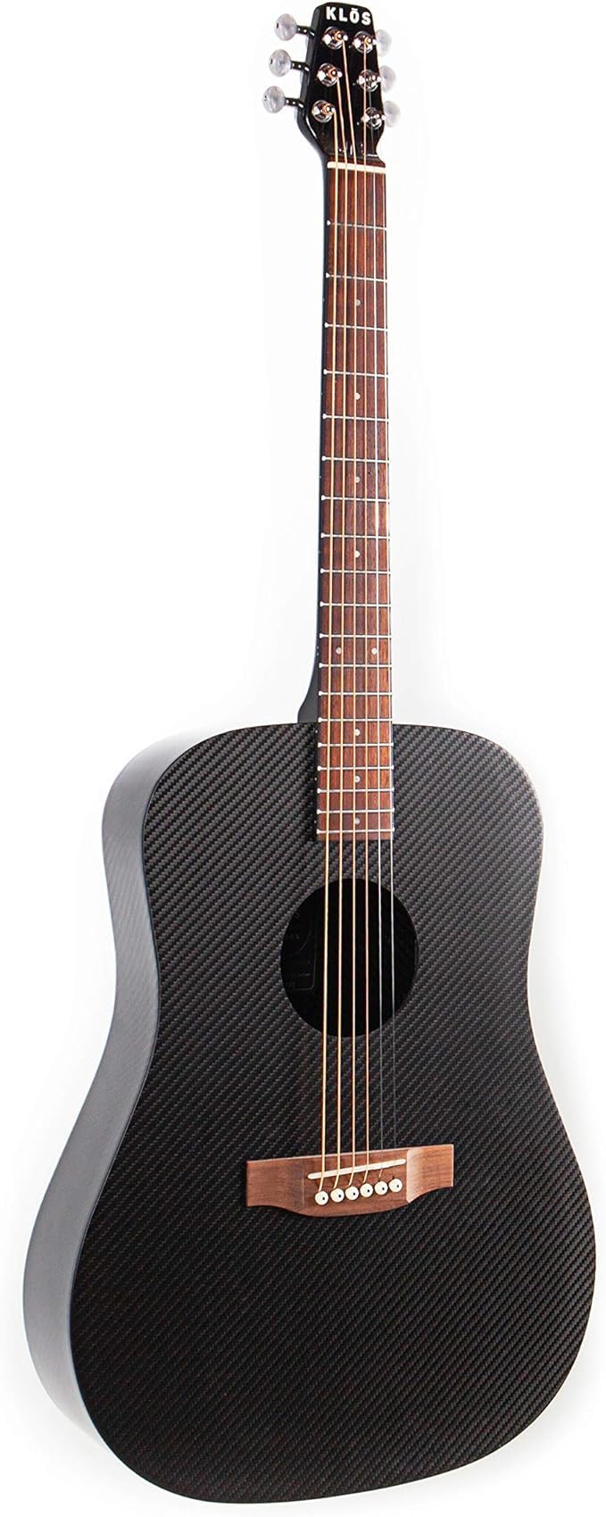 KLOS Full Size Guitar, Durable Carbon Fiber Acoustic Electric Guitar - Black with Gig Bag, Strap, Capo and more