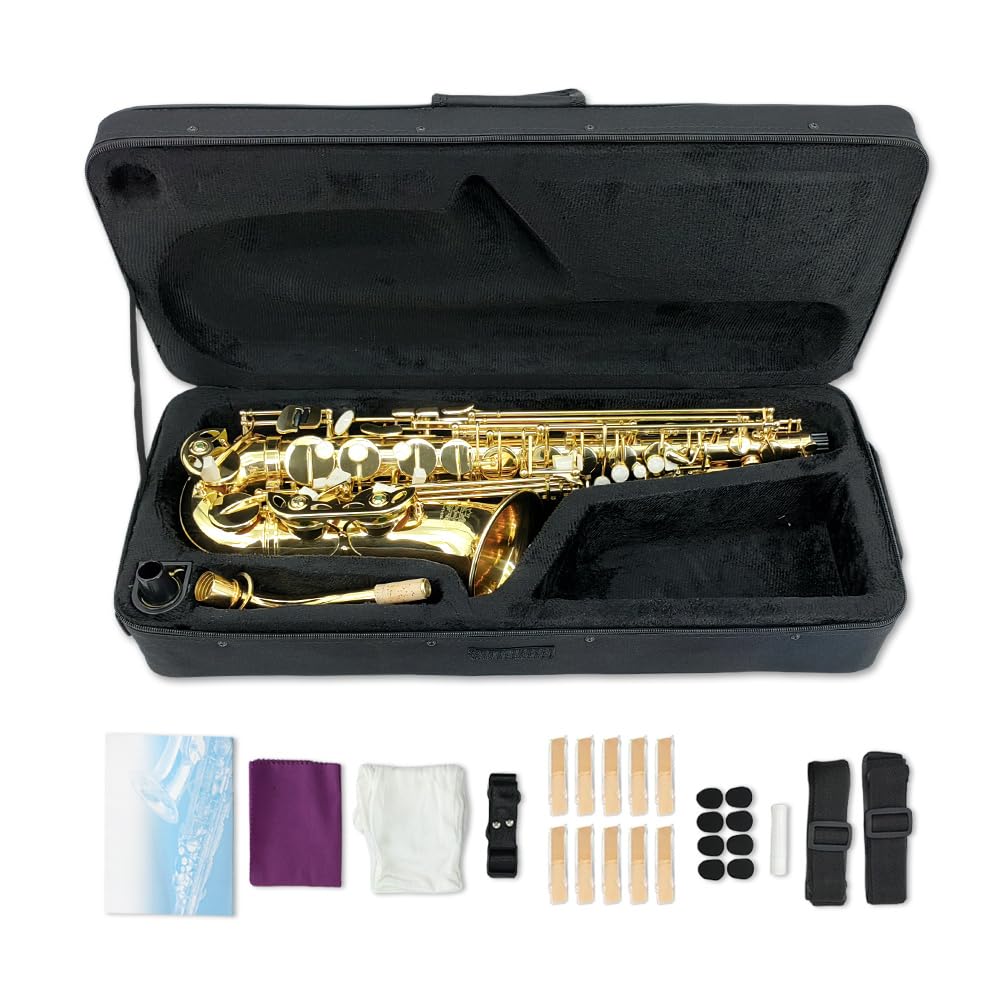 Alto Saxophone E Flat for Adults Student Sax Eb Alto Full Kit With Carrying Sax Case Mouthpiece Straps Reeds Saxophone Beginner Kit