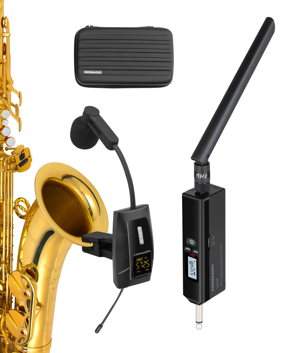 UHF Wireless Violin Cello Microphone System Violin Pickup Clip-on Instrument Microphones with Transmitter and Receiver for Musicians, Teachers, Stage Performances, Active PA Systems, 196ft Range