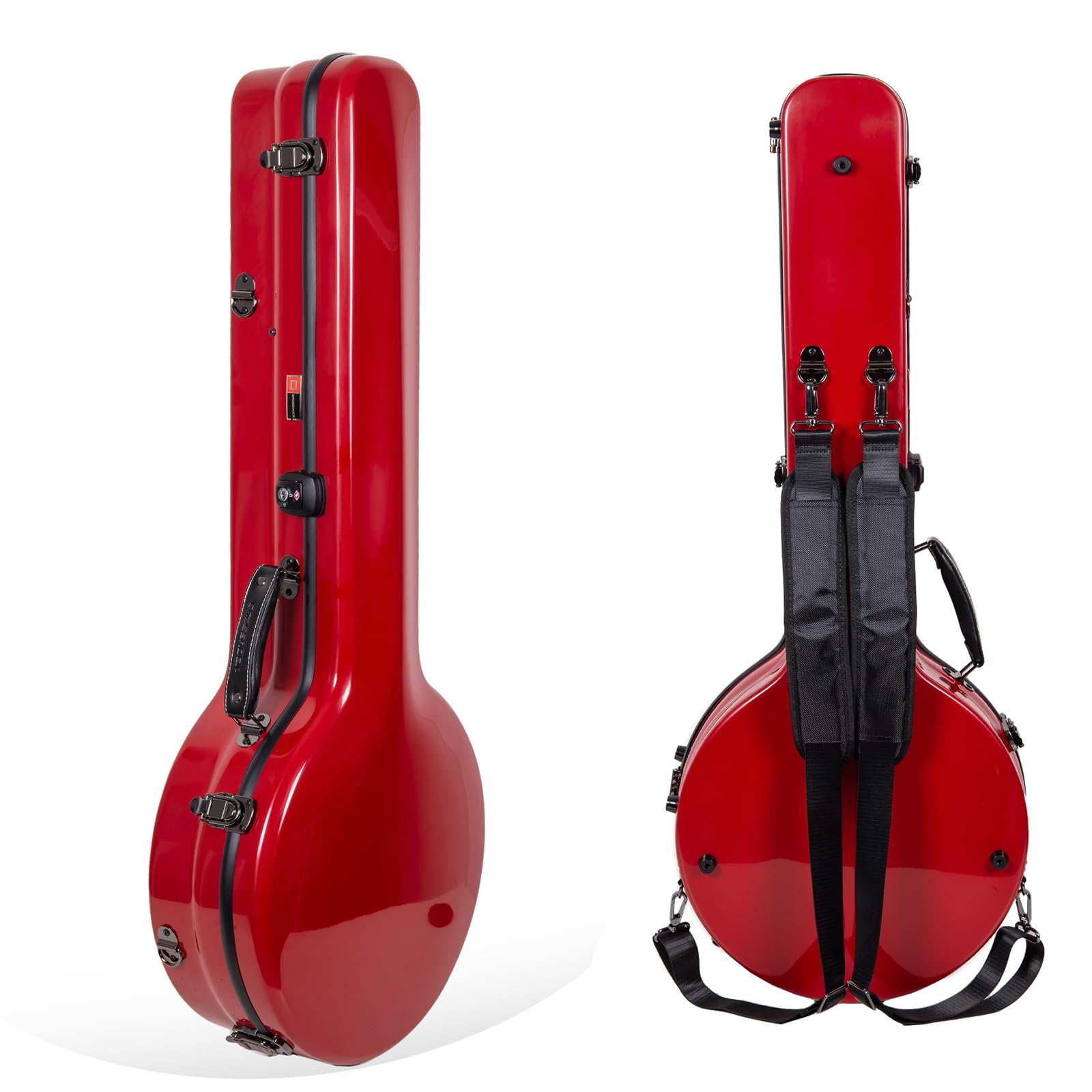 Crossrock Poly Carbon Cello Case for 4/4 Full Size | Red Matte Finish, Black Velvet Interior, Wheels, Music Pouch – Lightweight Protection Series