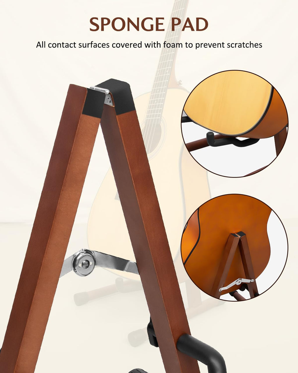 STRICH Wood Guitar Stand, A-Style Folding Acoustic Electric Floor Guitars Stand, Wood Ukulele Holder for Bass, Cello, Mandolin, Banjo, SGS-02
