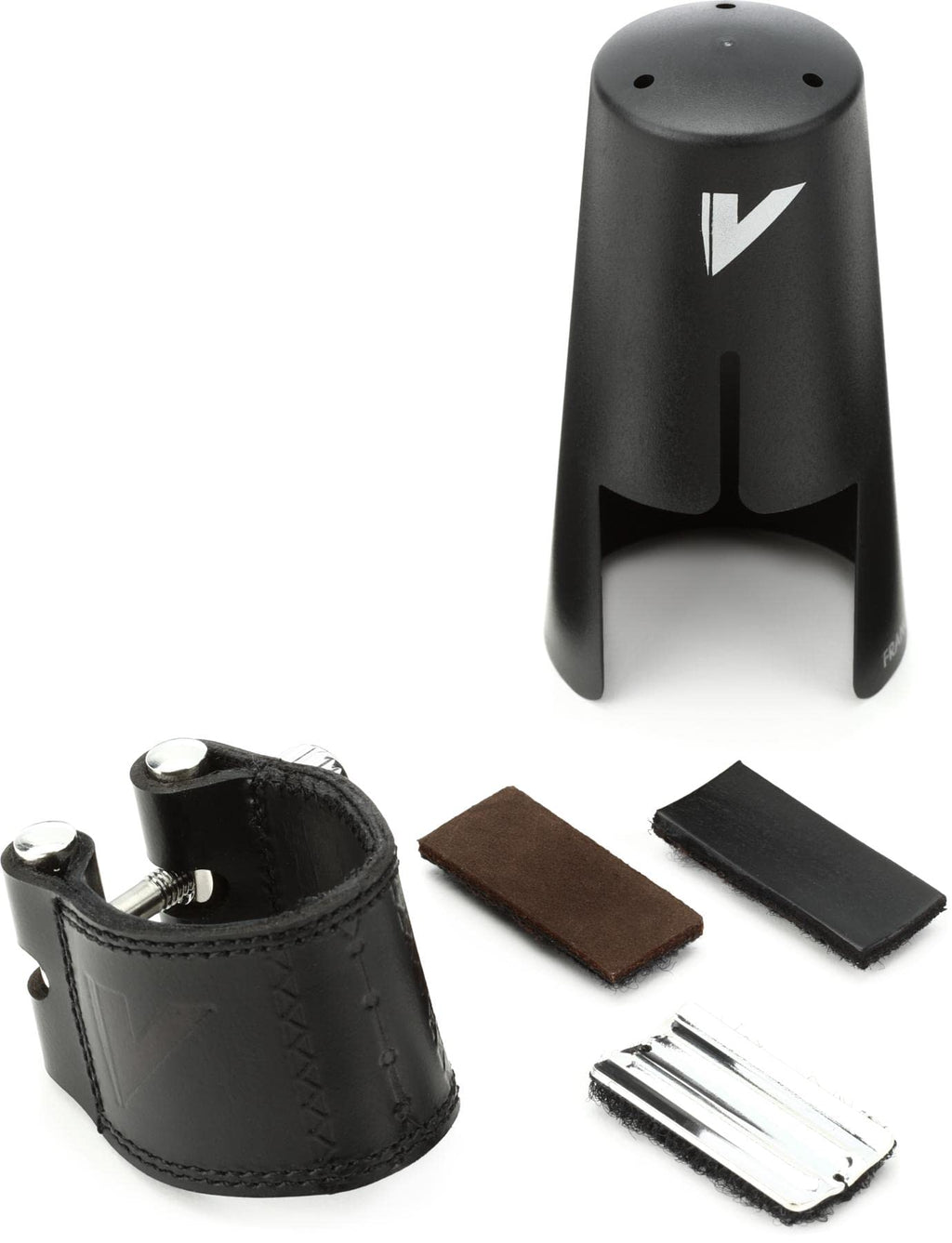Vandoren LC29P Leather Ligature and Plastic Cap for Baritone Saxophone with 3 Interchangeable Pressure Plates