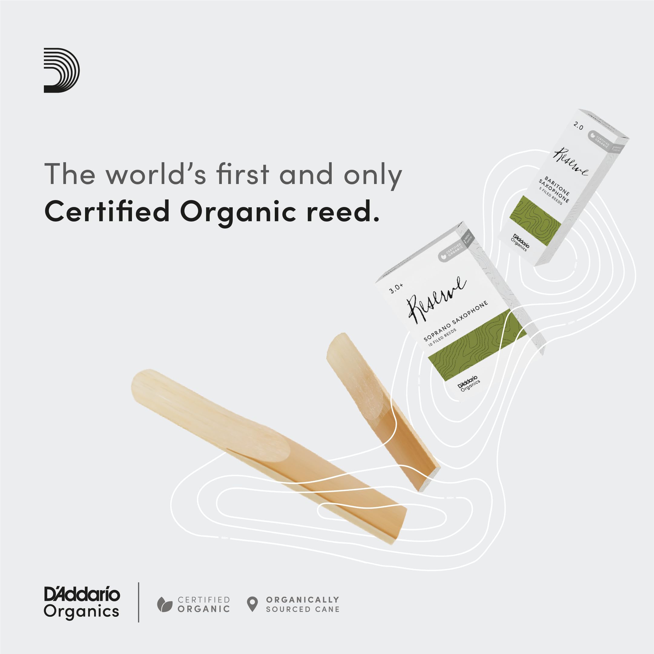 D'Addario Organic Reserve Tenor Saxophone Reeds, Strength 3.0, Individually-Sealed, 25-Pack