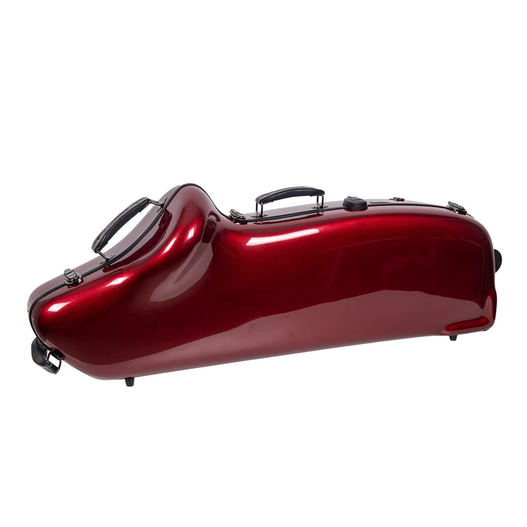 Crossrock Pro-Grade Straight Soprano Saxophone Case | Crimson Red Gloss, TSA Lock, Elite Protection, Detachable Backpack Straps, Accessory Pocket for Professional Musicians