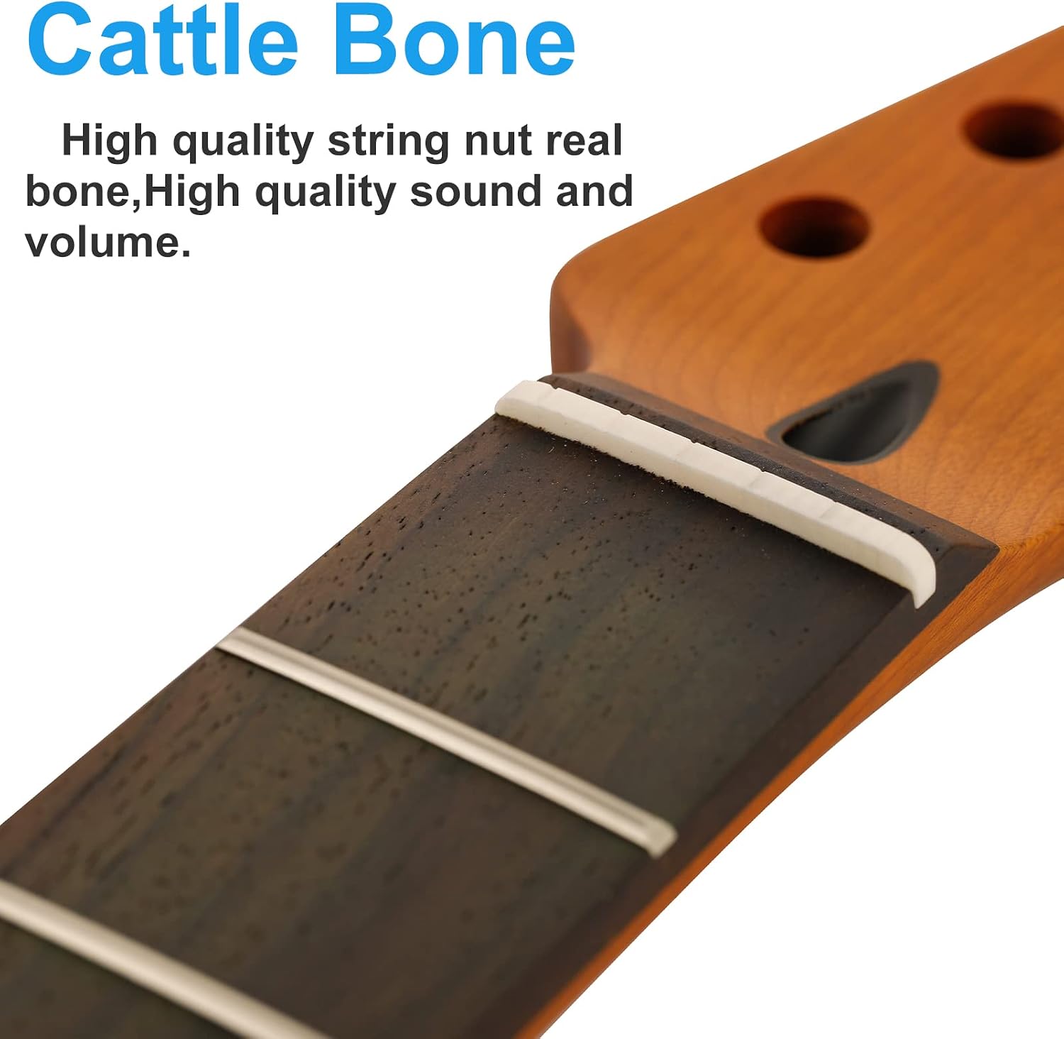 22 Fret TL Canadian Flamed Roasted Maple Professional Electric Guitar Neck, Skunk Stripe Back Inlay,14" Radius of Fingerboard, Bone Nut, Rosewood Fingerboard