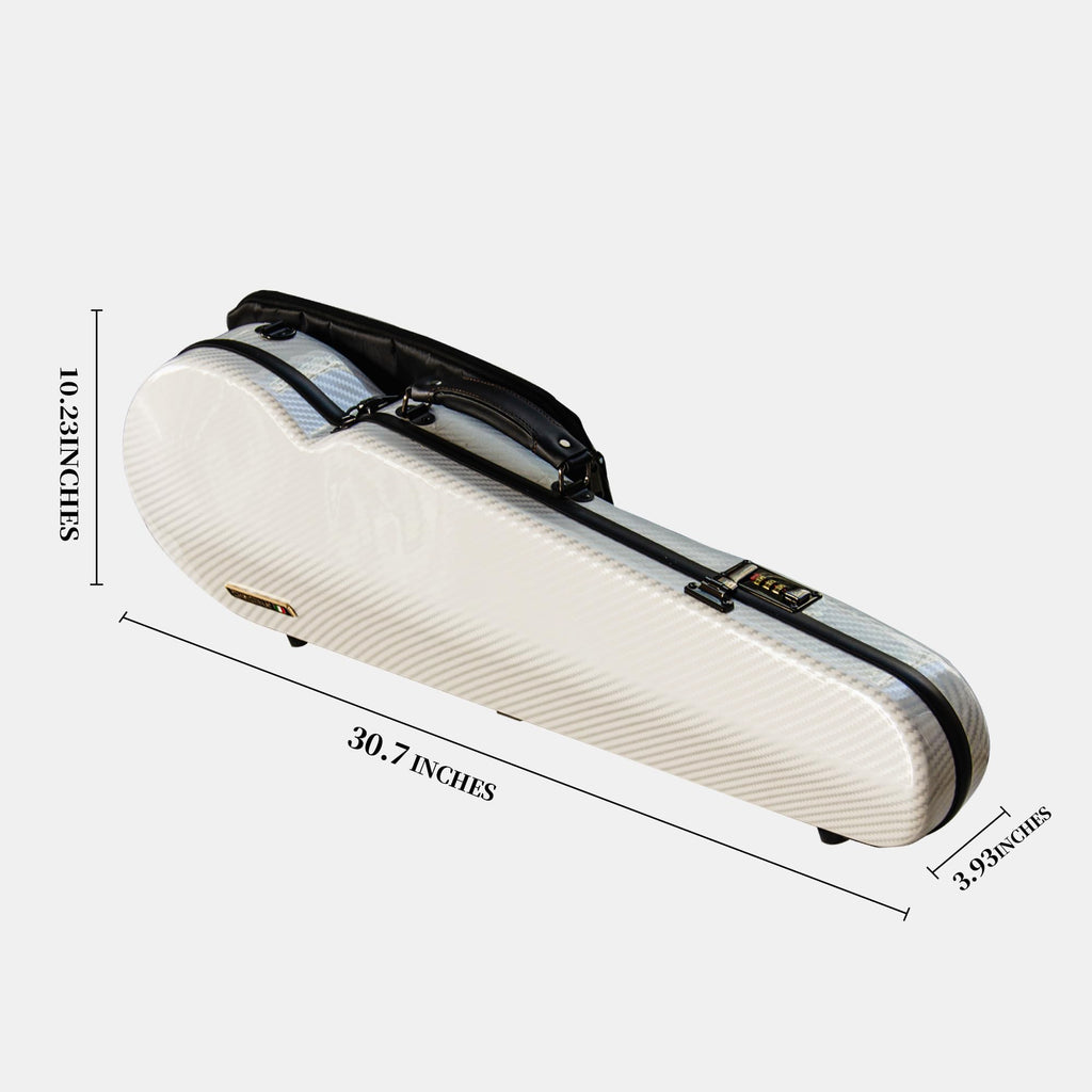 Christina violin case 4/4 Full Size Violin case High-Strength Carbon Fiber Triangle Violin Music Bag With Combination Lock and Extra Bag White Violin Hard Case (VB-Trianglee-WhiteDot spot)