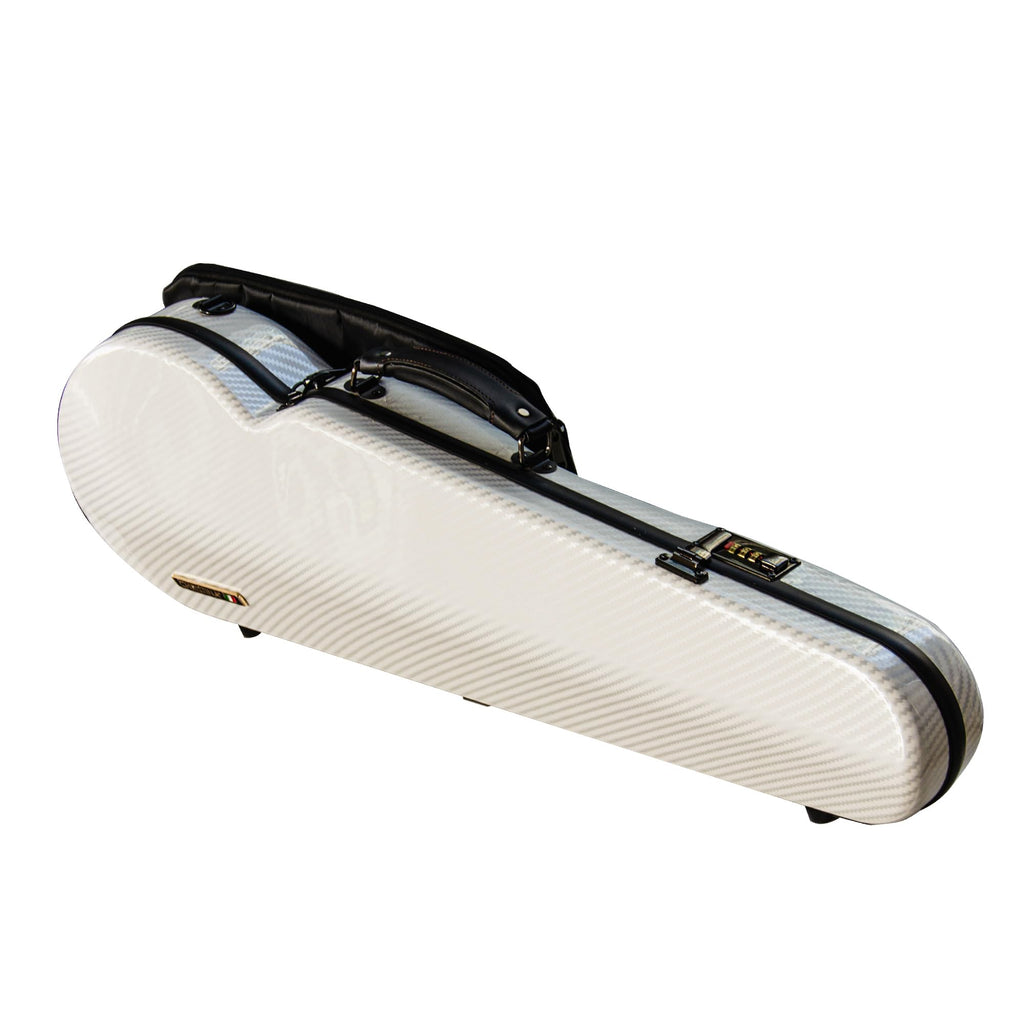 Christina violin case 4/4 Full Size Violin case High-Strength Carbon Fiber Triangle Violin Music Bag With Combination Lock and Extra Bag White Violin Hard Case (VB-Trianglee-WhiteDot spot)