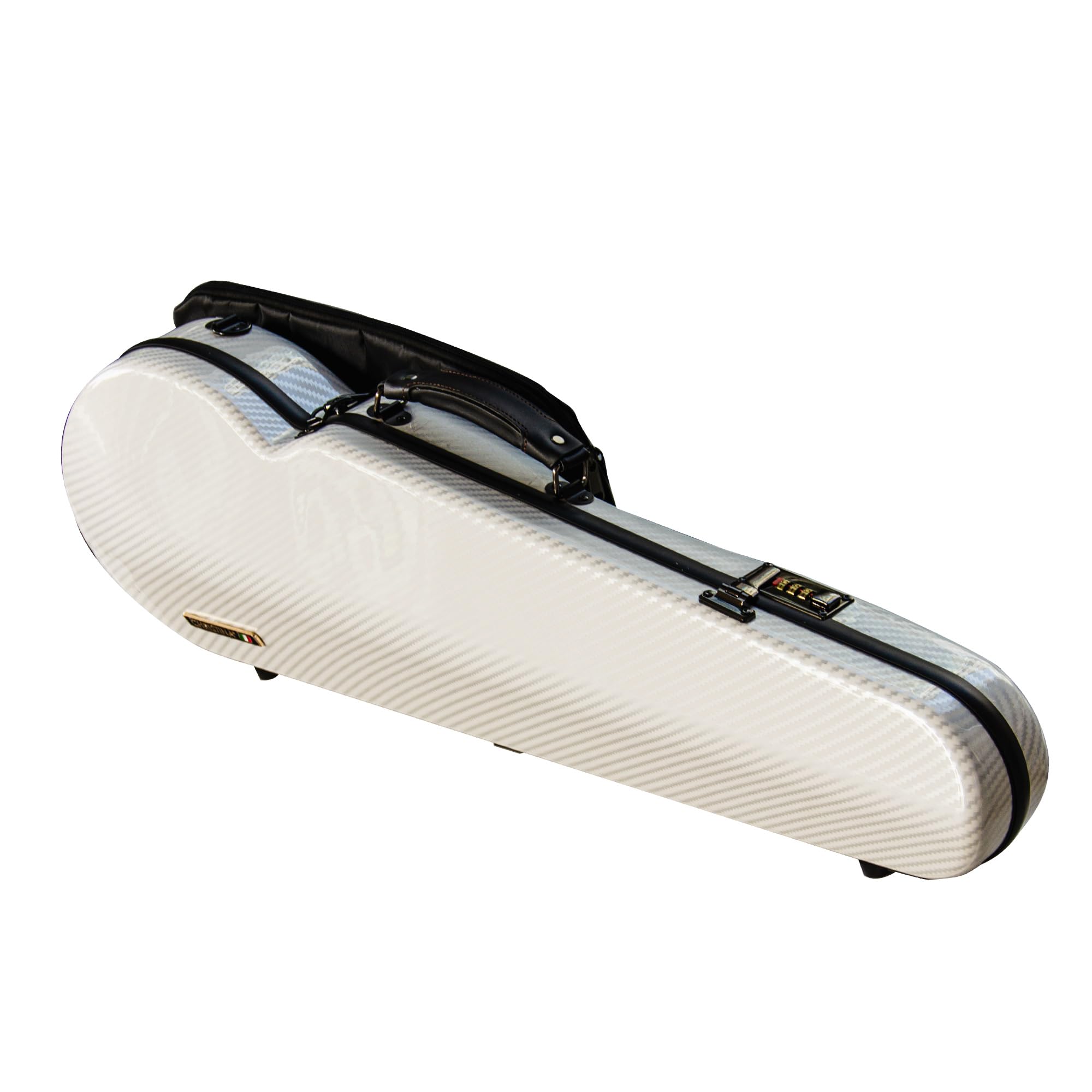 Christina violin case 4/4 Full Size Violin case High-Strength Carbon Fiber Triangle Violin Music Bag With Combination Lock and Extra Bag White Violin Hard Case (VB-Trianglee-WhiteDot spot)