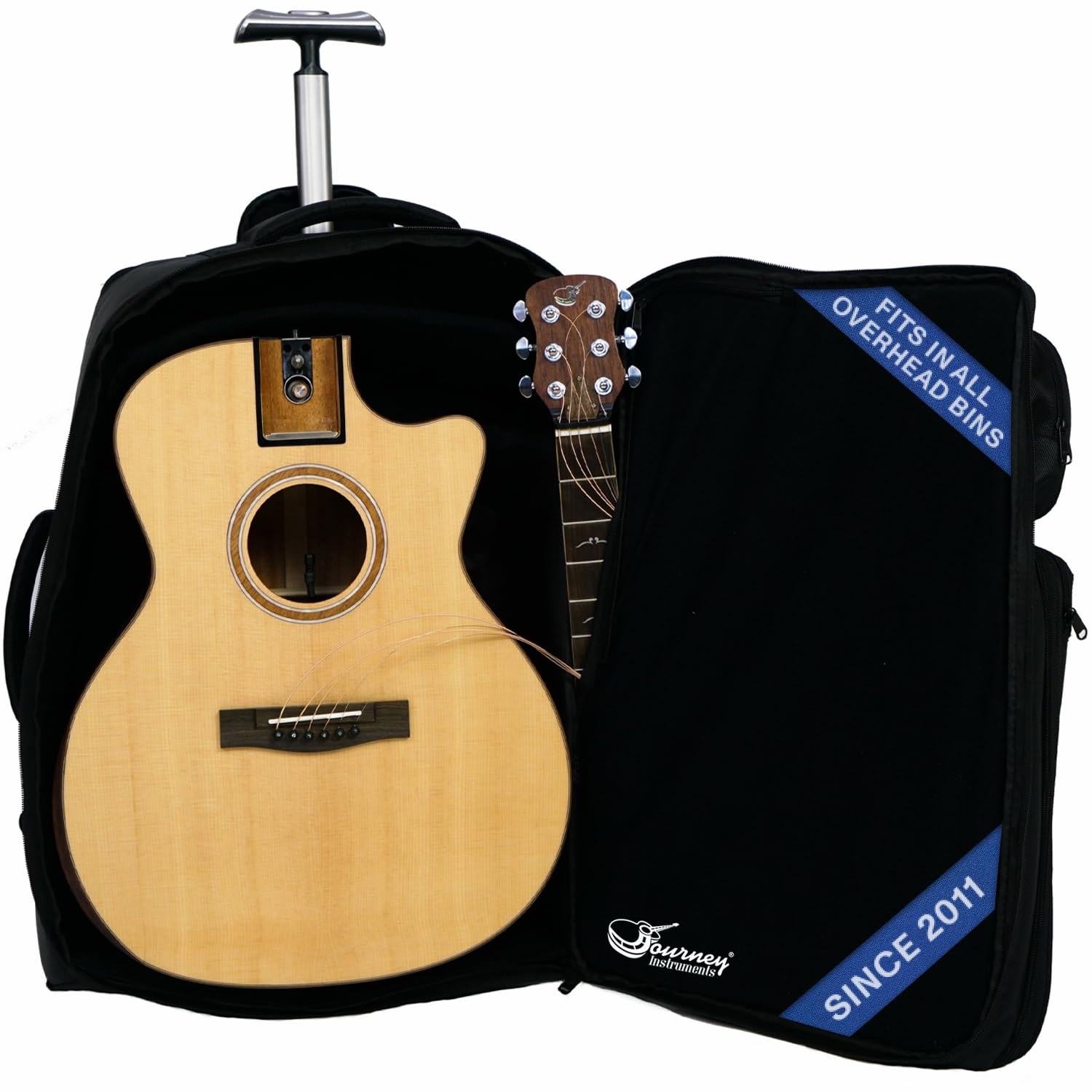 Journey Instruments Solid Sitka Acoustic Collapsible Travel Guitar PJ410N | Traveling Acoustic Guitar with Collapsible Patented System, Portable Backpack Case (African Mahogany)