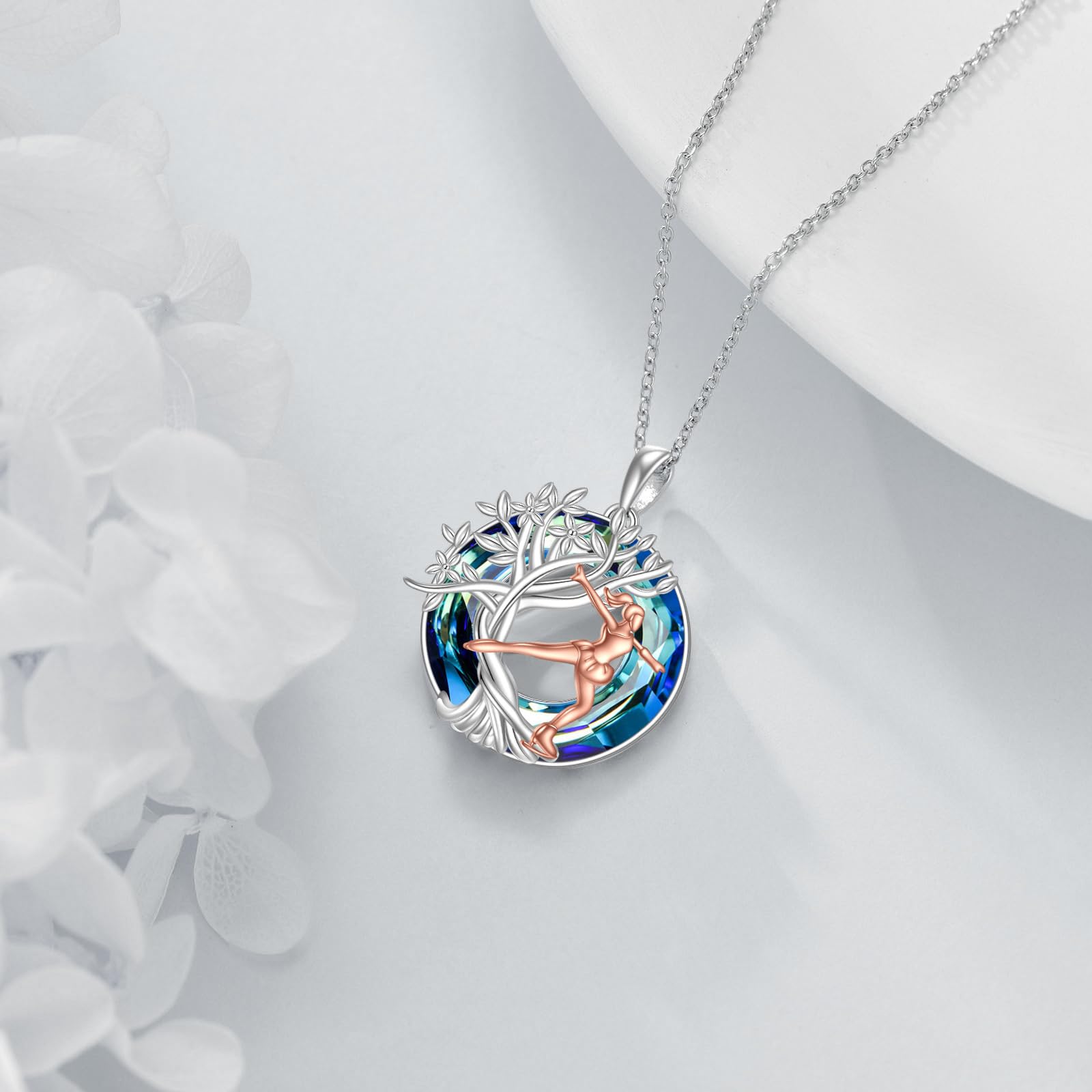 YFN Tree of Life Necklace Sterling Silver Crystal Jewelry Graduation Birthday Gifts for Women