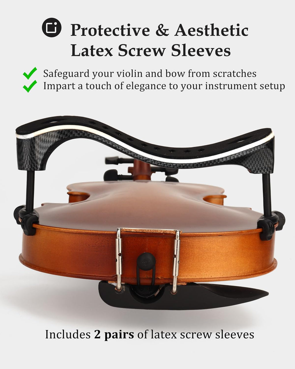 LMS Universal Extra Long Fork for Violin Shoulder Rest 4/4 3/4 Full Size, Replacement for Violin Viola Fiddle Shoulder Rest Extra-Long Feet, 1.5 inch (Black)