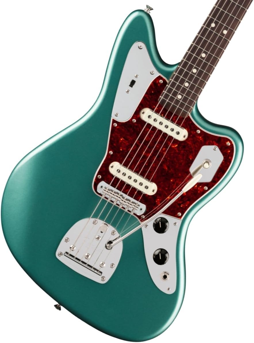 Fender American Professional Classic Jaguar Electric Guitar - Faded Sherwood Green Metallic | Alder Body, Coastline '65 Jaguar Pickups, Modern C Neck, 24 Scale, 22 Frets, Deluxe Gigbag Included
