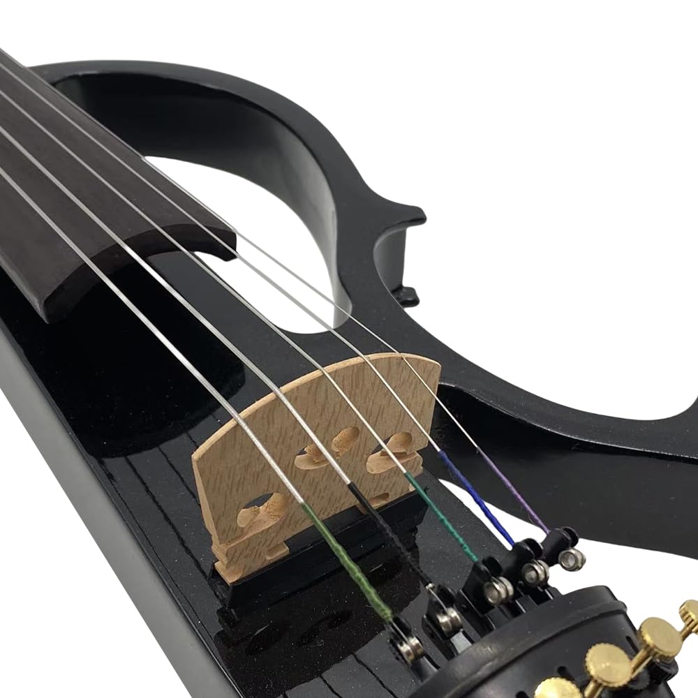 Vetimobato 16 Inch Silent Electric Viola Set- Solidwood Body with Ebony Fittings Metallic Coating Full Viola Set for Beginner Practice Professional Performance and Studio Recording (Blue, 4 String)