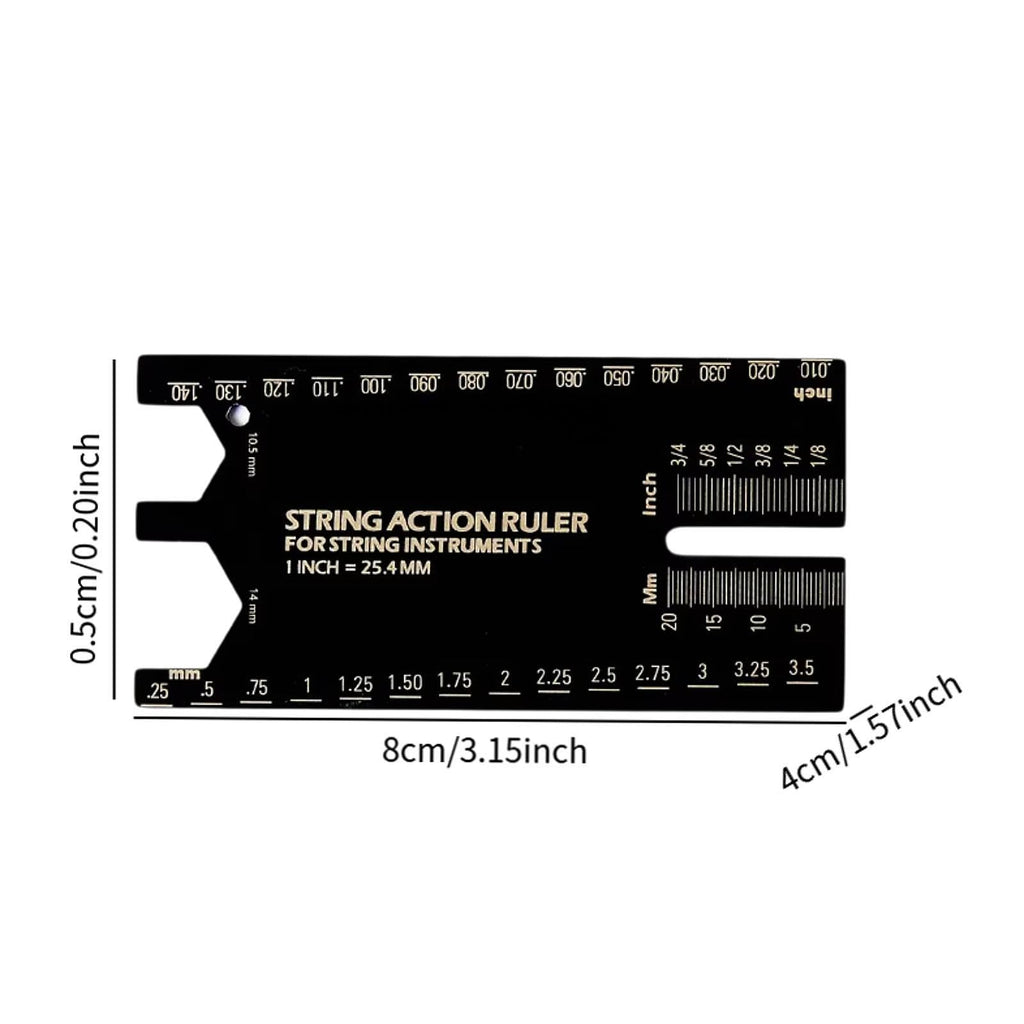 String Action Ruler Guitar Setup Gauge Tool Easy to Read Markings Compact Repairing Luthier Tool for Acoustic Guitar Mandolin, Silver